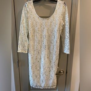 XL White dress with gold sparkles! Gently worn